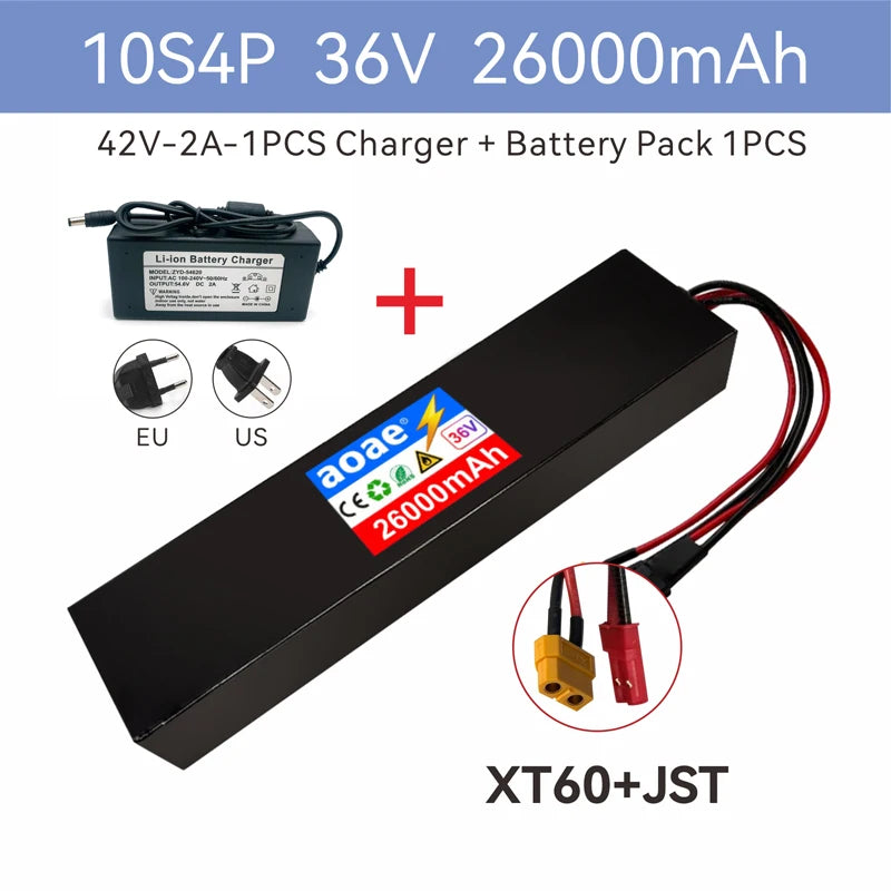 36V Electric Scooter Battery 10S4P 14Ah 18650 Grade-A Cells 500W-1000W Built-in BMS for M365 XT30 JST Long Range