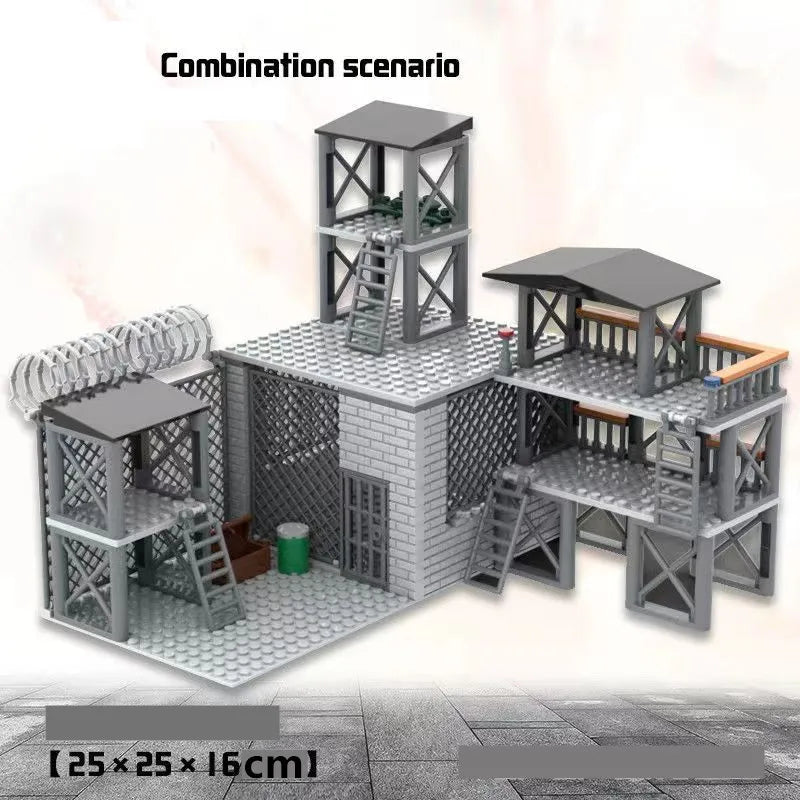 DIY WW2 Battlefield Bunker Bricks WW2 Military War Construction Compatible Figure Building Block Toys For Children Friends Gift