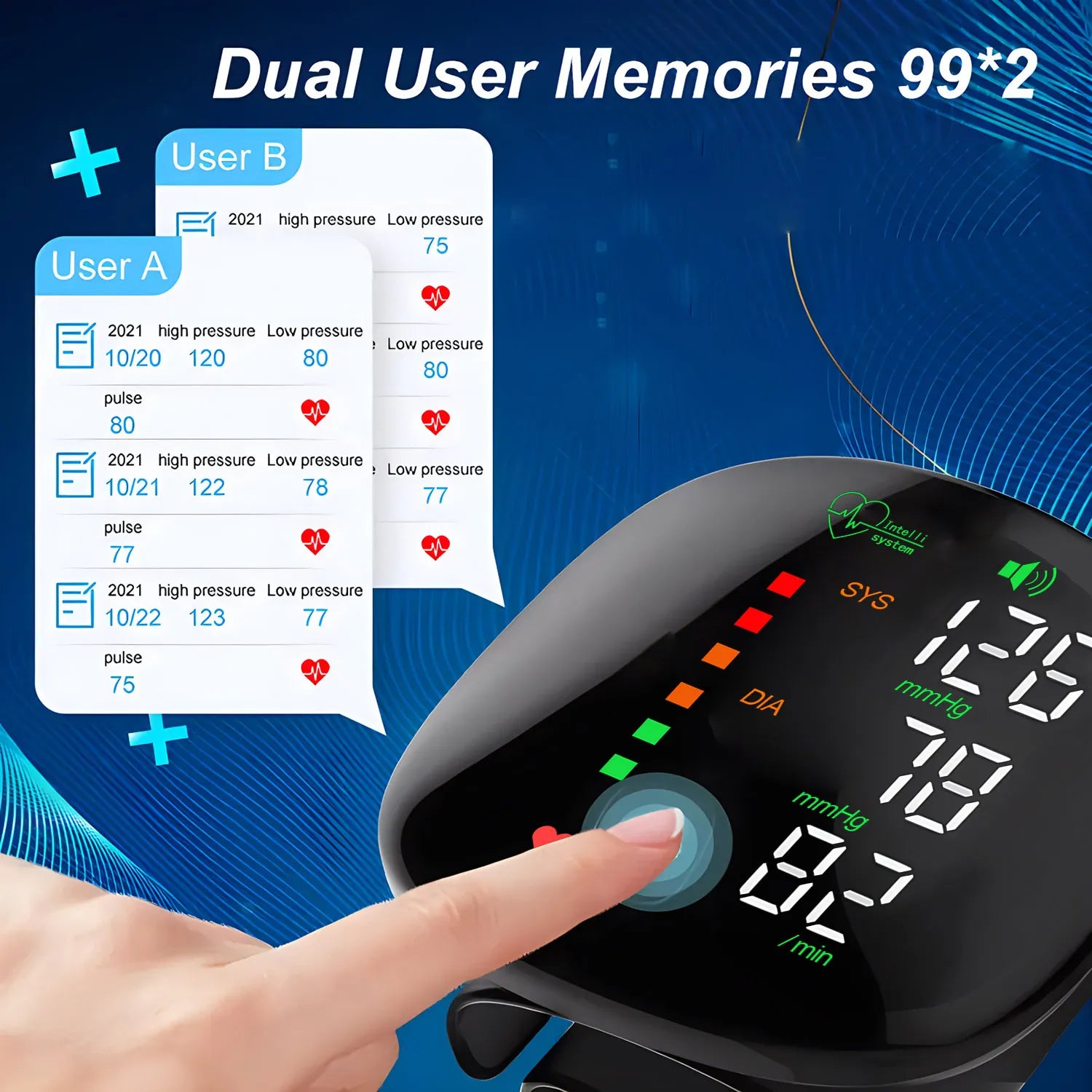 Portable Automatic Wrist Voice Blood Pressure Monitor Digital One Button Blood Pressure Monitor Machine Tonometers for Home Use