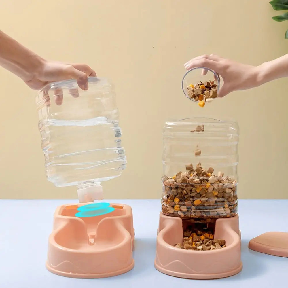 Keep your pets happy and hydrated with this automatic pet feeder and water fountain combo—fresh food and water anytime!