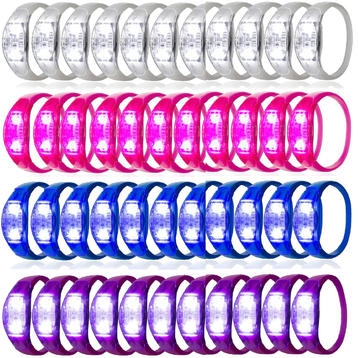 10-300PC LED Glow Bracelets Sound Activated Flashing Light Up Bracelet Luminous Bracelet for New Years Eve Music Control Concert