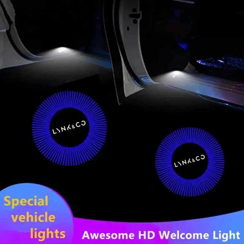 2pcs Led Car Door Welcome Logo Light for Lynk&Co 01 02 03 05 09 2017-2024 Auto Laser Projector Ghost Shadow Lamps