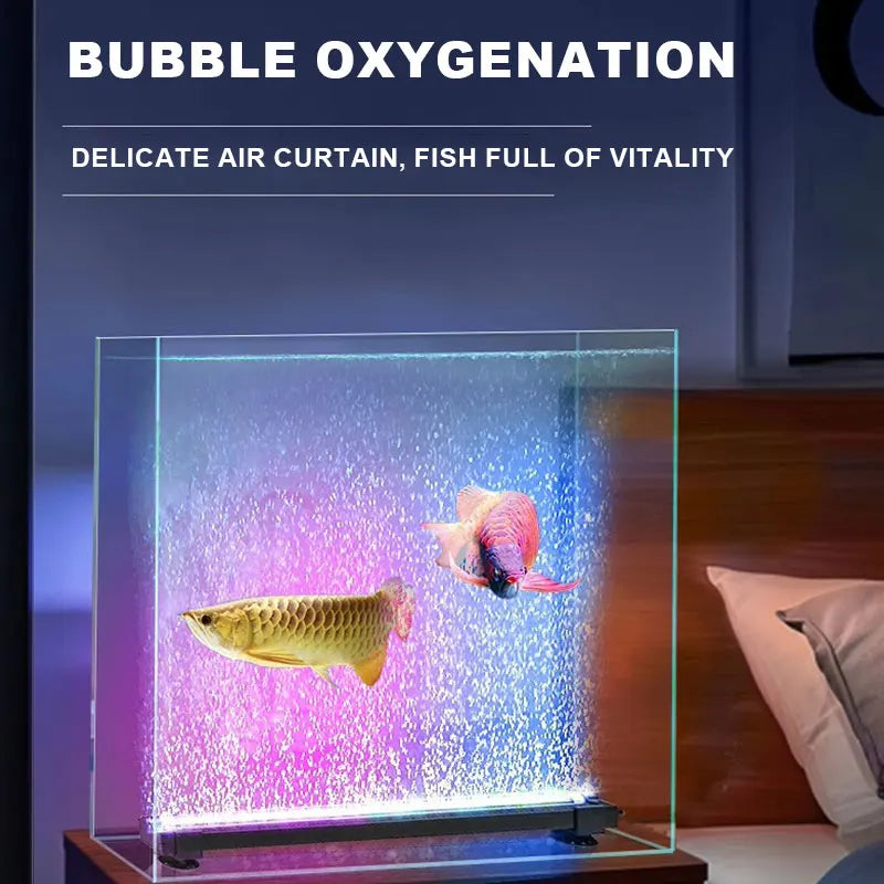Fish Tank 46cm Colorful Slow Flash Submersible Light Aquarium Waterfall Bubble LED Light Automatic Color-changing Ambient Lamp