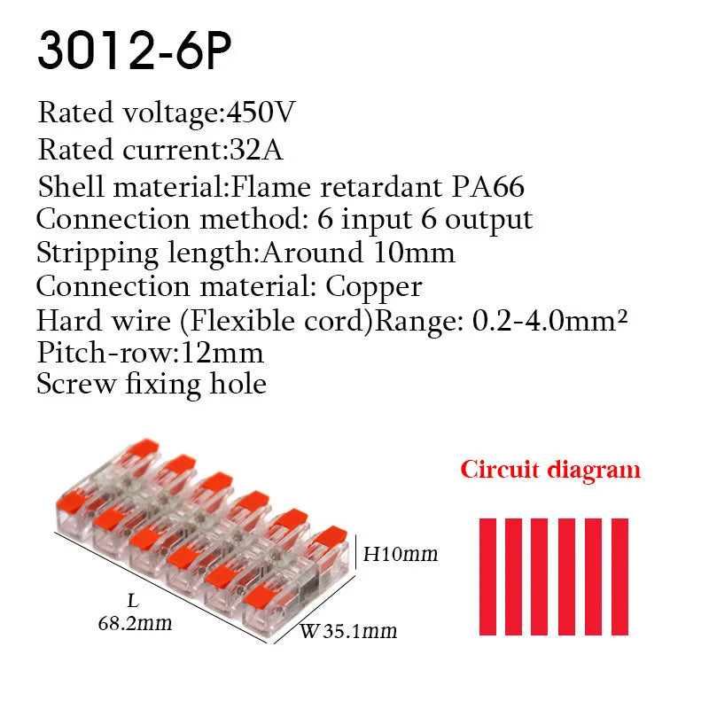 Make wiring a breeze with this compact LED wire connector terminal—quick press type, 2-12 pin screw fixing, and easy push-in design for fast electrical docking!