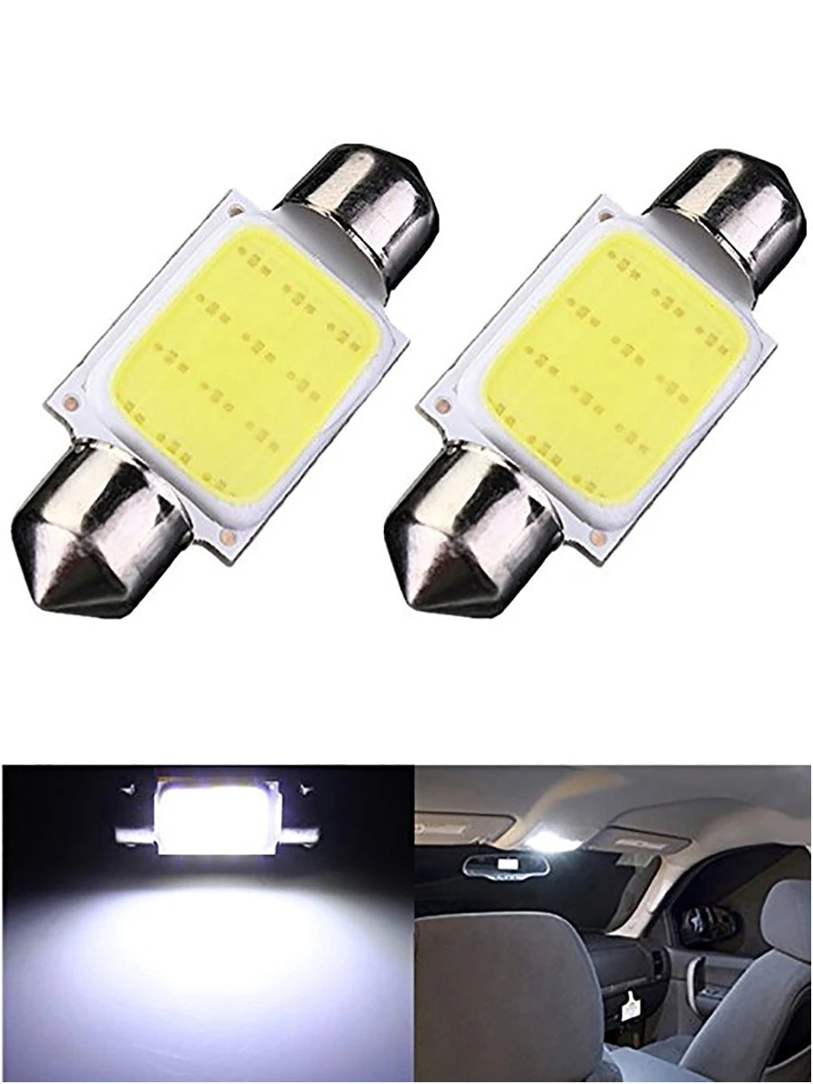 10Pcs/Lot White COB C5W LED Bulbs 12V 24V Car Auto Festoon Dome Interior LED Lights Lamp Roof Reading Bulb 31mm 36mm 39mm 41mm