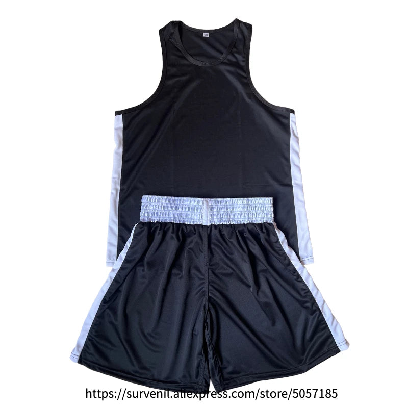 Muay Thai Shorts Quick Dry Boxing Clothes Men Women Kids Sanda Wushu Uniform Gym Martial Arts MMA Suit Boxing Shorts and Vest