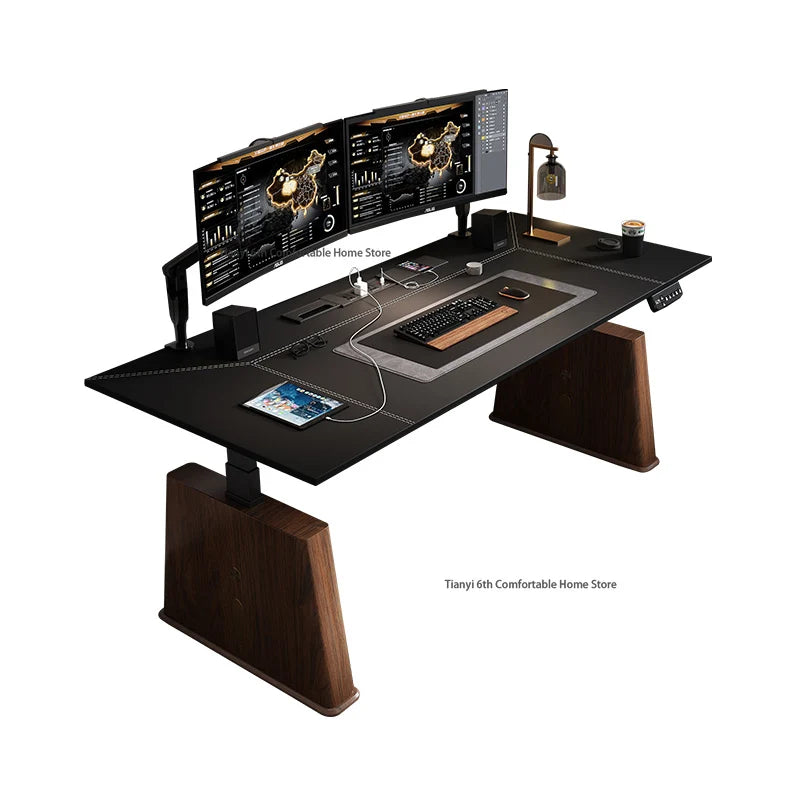 Modern Electric Height-Adjustable Desk Computer Desk Stand Office Smart Solid Wood Office Study Writing Desk Gaming Table FYCD