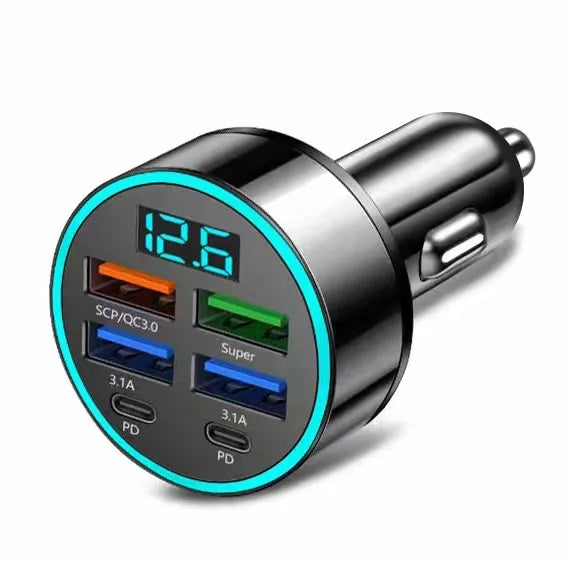 USB Car Charger Fast Charge with Digital Display