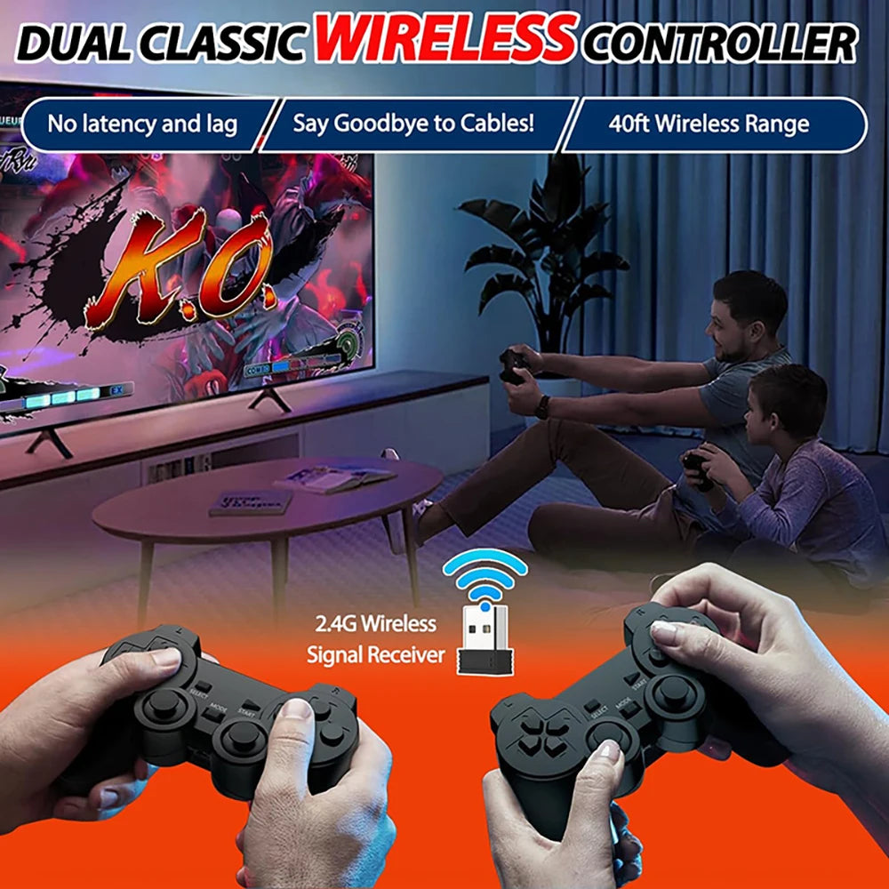 Built-in 20000+ Games Retro Handheld Game Player NEW Video Game Console 64G 4K TV Game Stick 2.4G Wireless Controller Gamepad