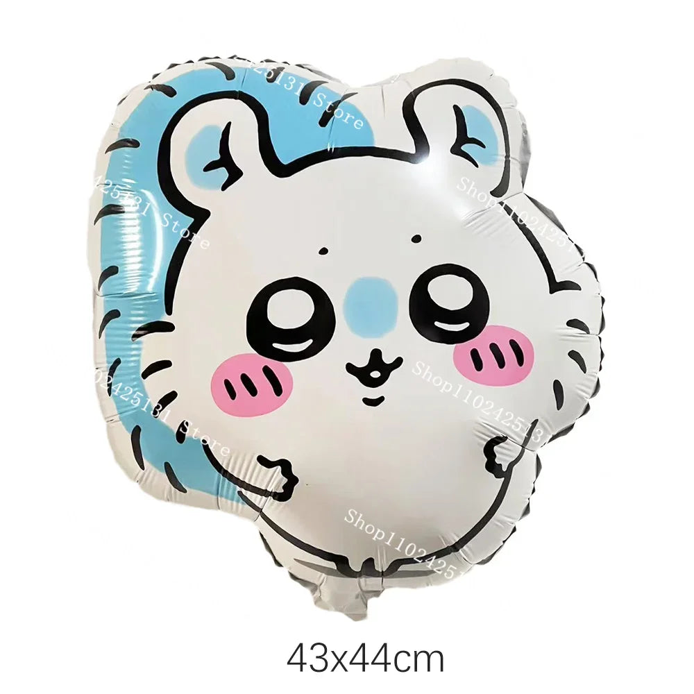 Chiikawa kawaii Happy Birthday Party Decorations Cute plate Banner Cake Topper Flag Balloons Disposable tableware Decorations