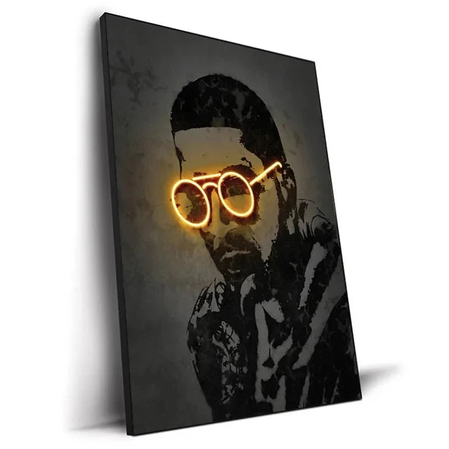 Abstract Neon Rapper Star Posters 2Pac Hip Hop Singers Wall Art Pictures Graffiti Canvas Painting Home Room Bar Decor NO LED