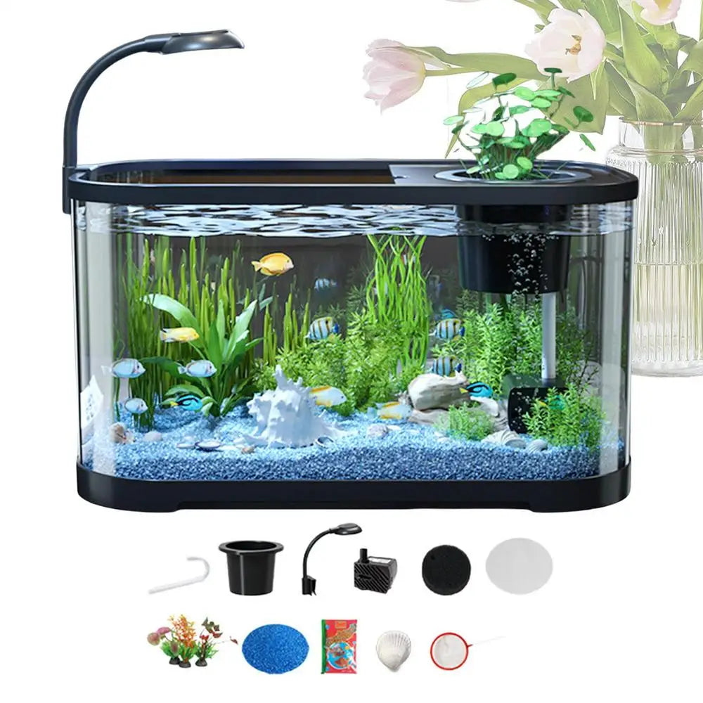 Aquarium Kit Betta Fish Tank For Beginners Desktop Beginner Aquarium Small Household Fish Bowl For Aquatic Animals Betta Turtle