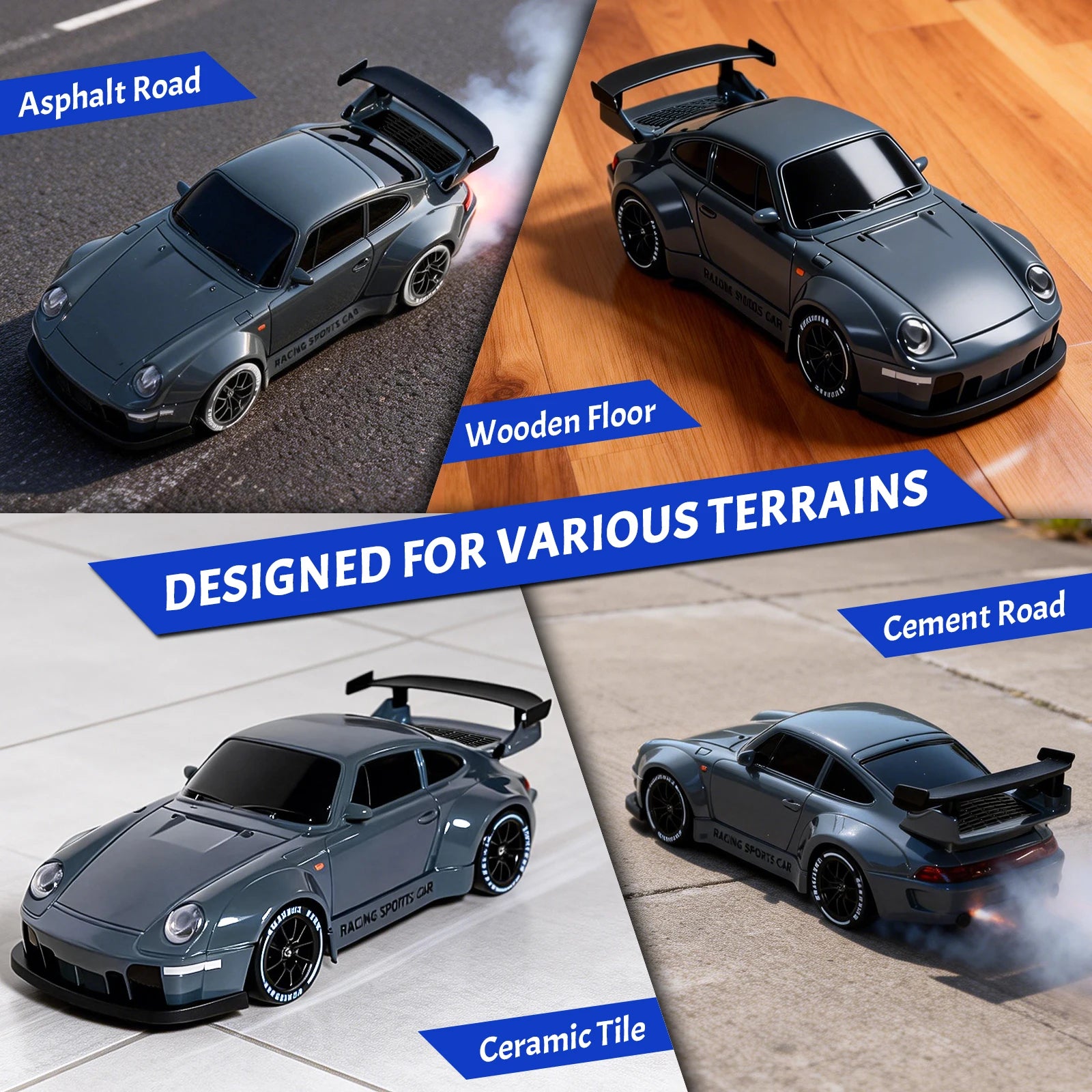 TOPLIVING RC Drift Car, 1:24 Scale Remote Control Vehicle with LED Lights, 2.4GHz 20KM/H 4WD High Speed RC Cars, Drifting Tires＆