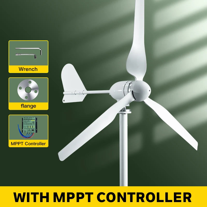 2KW 5KW Horizontal Axis Wind Turbine 12V 24V 48V 96V Wind Generator CE Certified Free Energy Low Speed Off Grid for Home Use