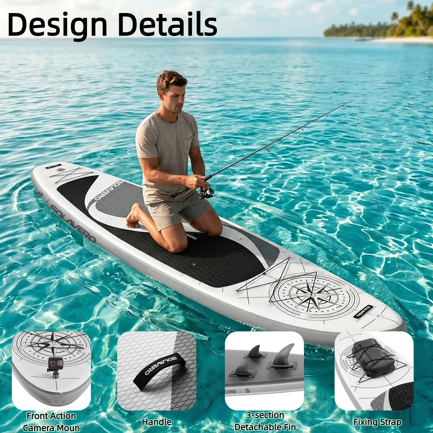 Inflatable SUP Board Complete with A Full Set of SUP Accessories, Featuring Three Removable Tail Fins and A Non-slip Deck for Adults. Available in A Wide Variety of Patterns and Designs,Suitable for A Range of Water Sports.