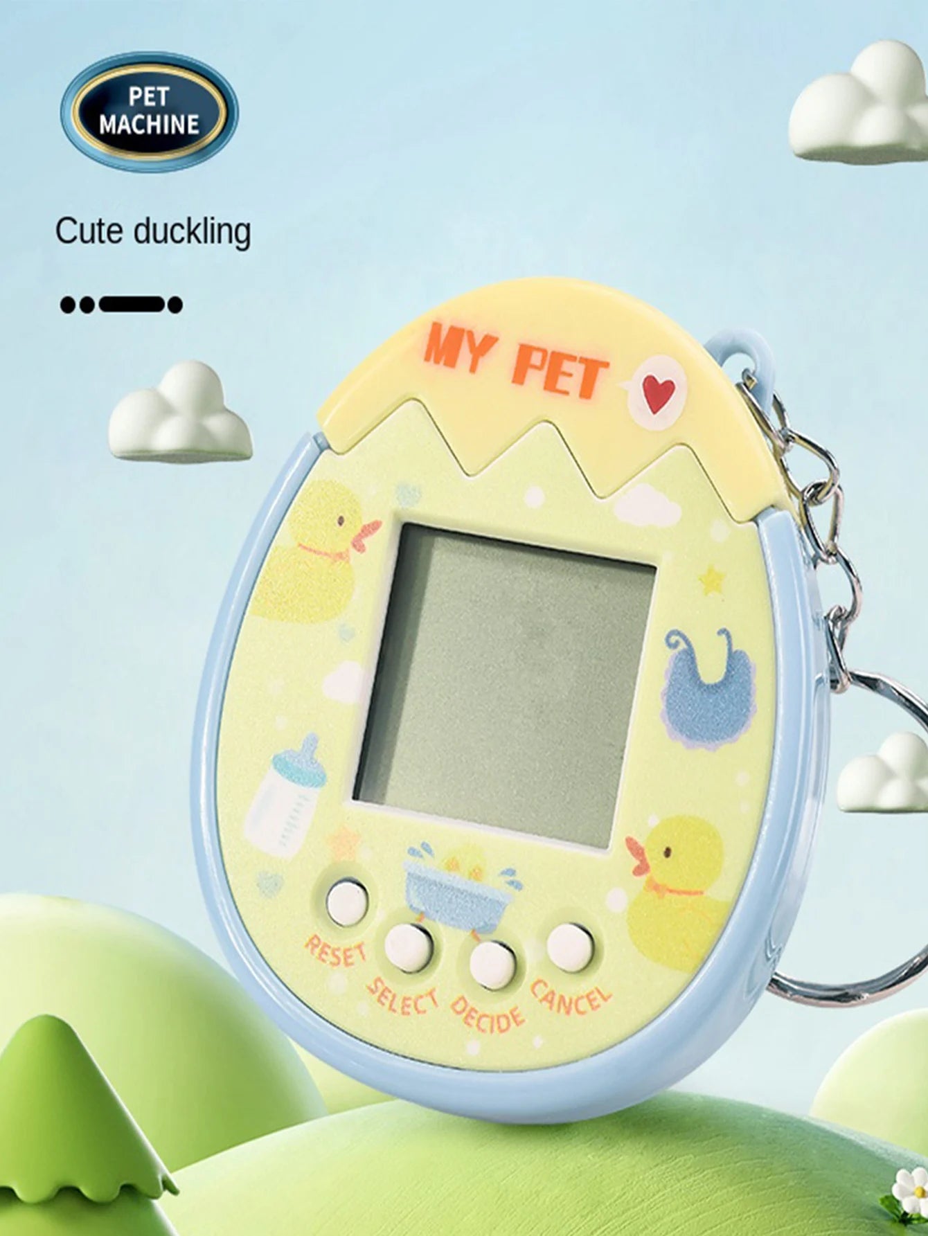2Pcs Cute Cartoon Mini Handheld Electronic Pet Game Console Random Color Virtual Pet Raising Machine Electronic Toy