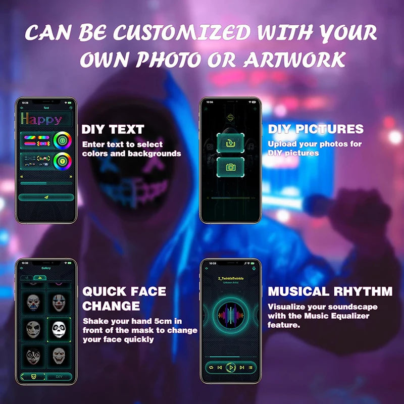 Led Mask with Bluetooth App Control