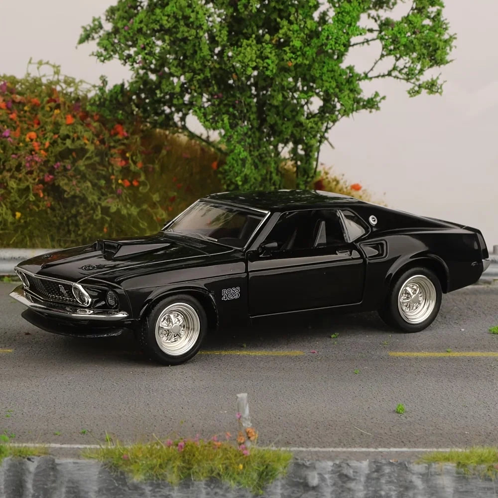 1:36 Ford Mustang Boss 429 Toy Car For Children RMZ CiTY Diecast Vehicle Miniature Pull Back Display Collection Gift For Boys