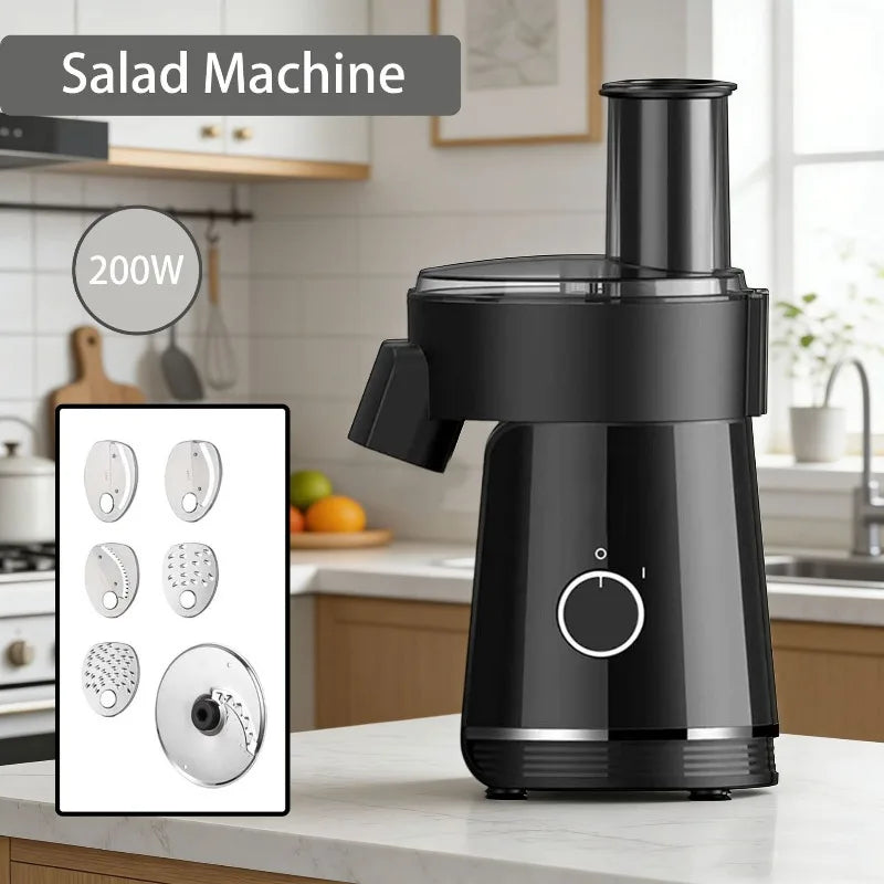 Electric vegetable cutter European standard 200W six-in-one multi-functional shredding and slicing household kitchen food