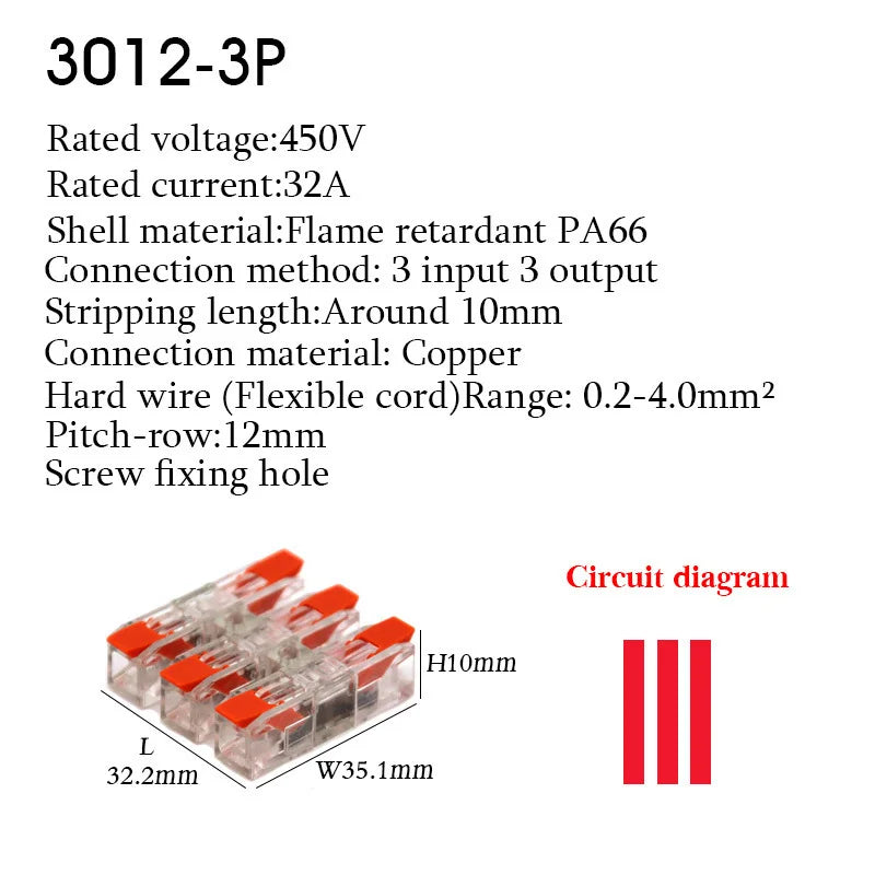 Make wiring a breeze with this compact LED wire connector terminal—quick press type, 2-12 pin screw fixing, and easy push-in design for fast electrical docking!