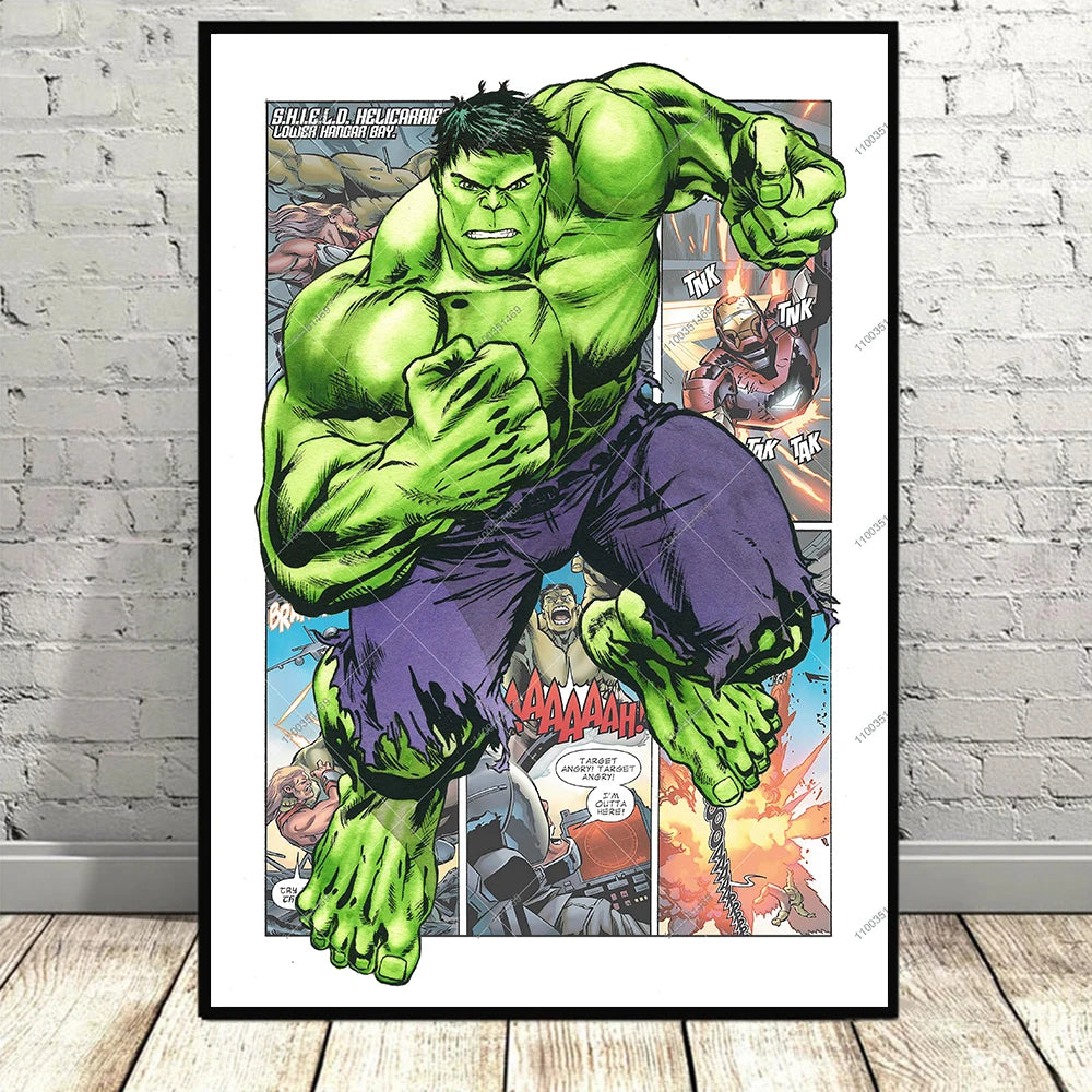 Frameless Marvel Movie Avengers Wall Art Canvas Posters Superhero Spiderman Iron Man Home Decor Children Room Canvas Painting Mu