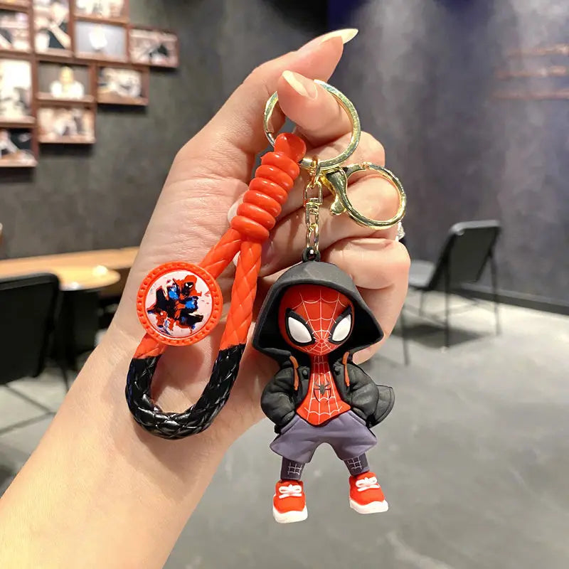 Classic SpiderMan Keychain Pendant Disney Marvel Amazing Inverted Silk Stereo Doll Car Hanging Decor Keychain Birthday Gift Toys