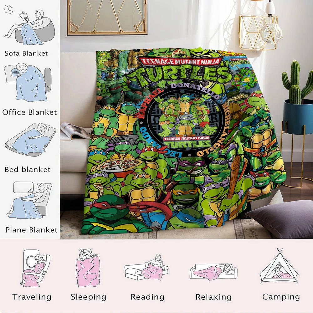 N-Ninja-s T-Turtles Flannel Blanket Warm Soft Halloween Christmas Couch Warm Cozy Decorative Decor Gift for All Season