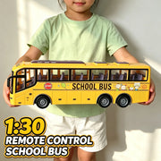 Electric RC Bus 1/30 Scale Remote Control Car with Light for Kids 27Mhz Radio Controlled Tour School City Model Xmas Gift