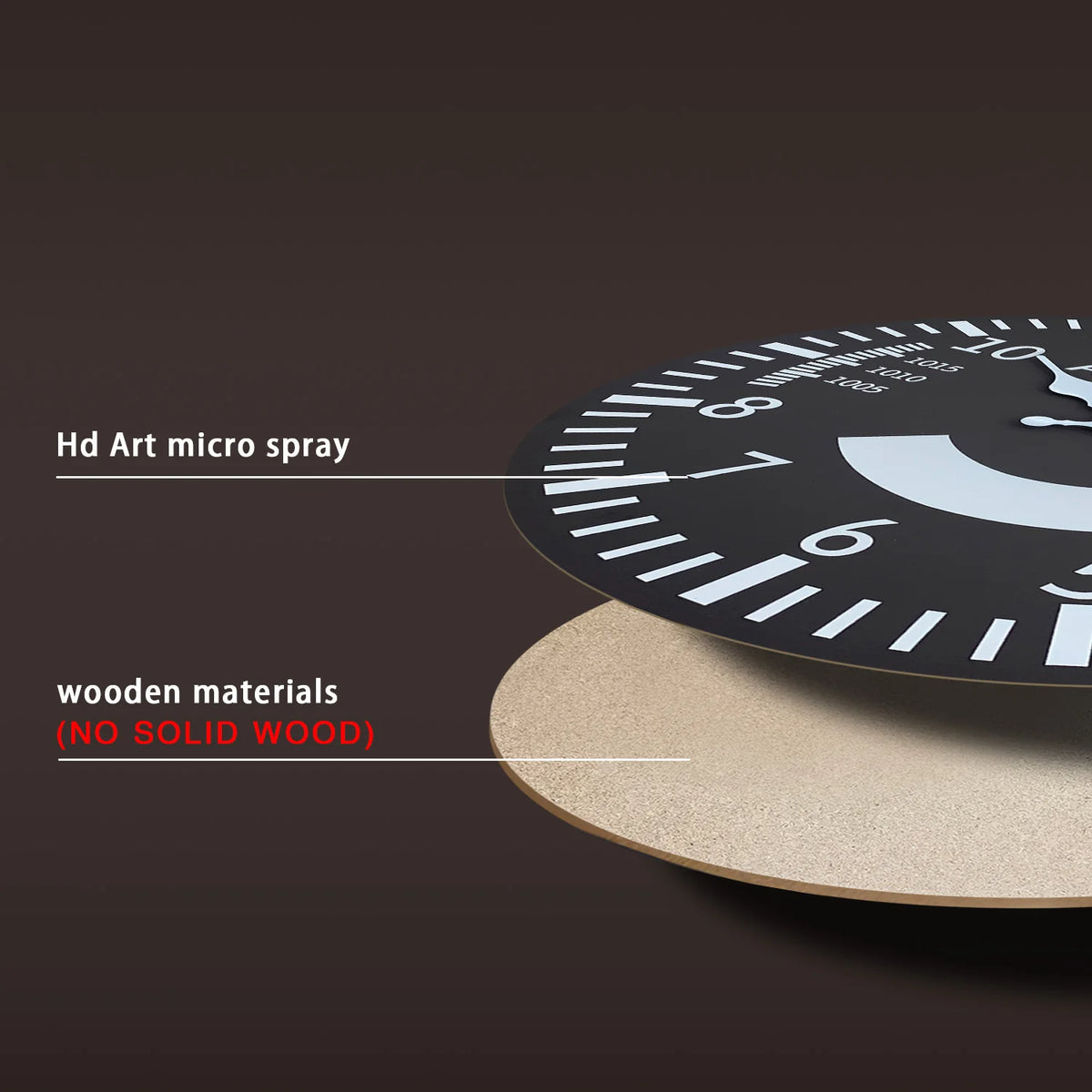 Creative Airplane Altitude Indicator Pattern Wooden Wall Clock for Living Room, Bedroom, Kitchen, Home Decoration, Silent Quartz Clock, Holiday Gift, 10 Inches, 12 Inches 14inch 16inch (No Battery)