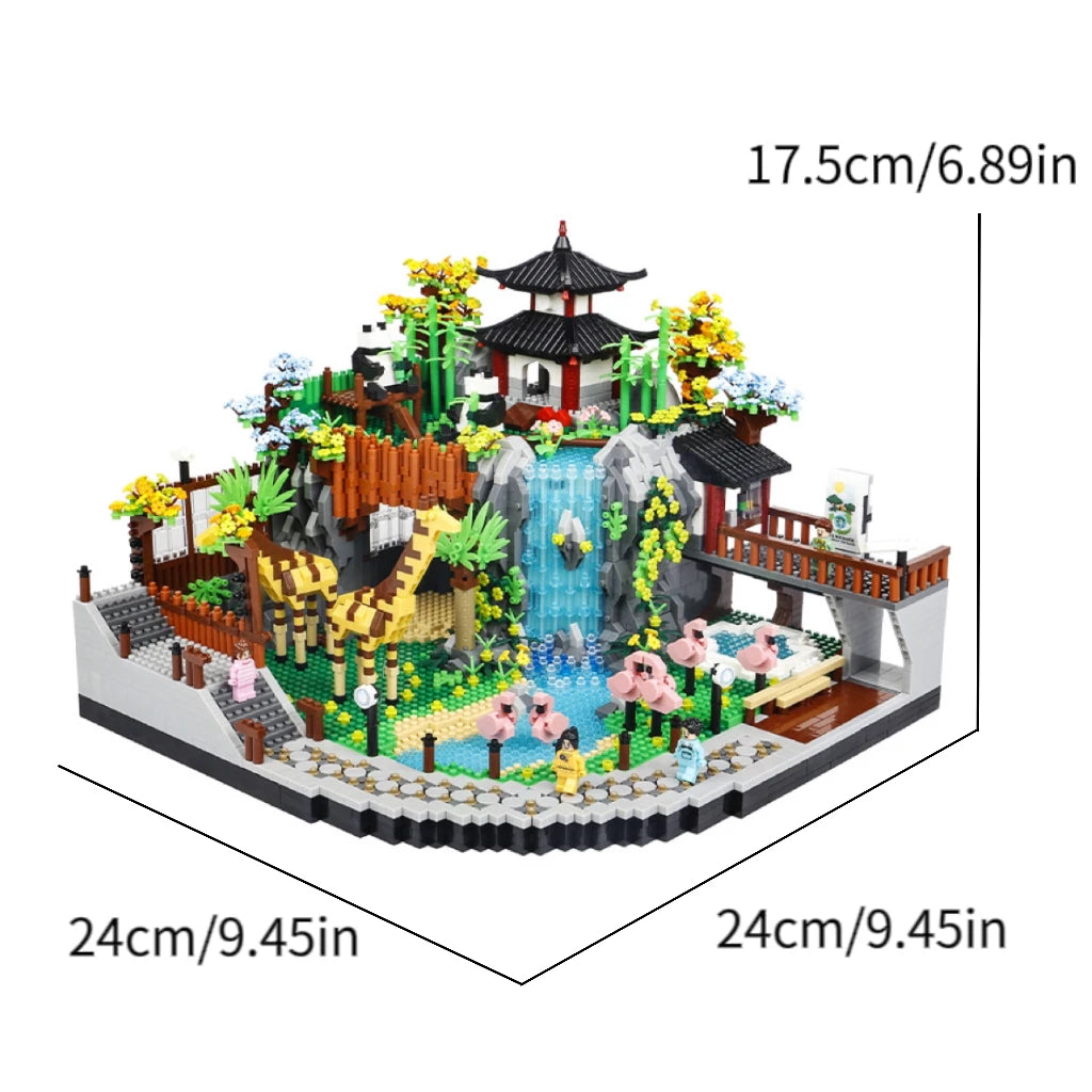 5000PCS Zoo Complex Park Building block toy set Large zoo, decorative miniature building block toy