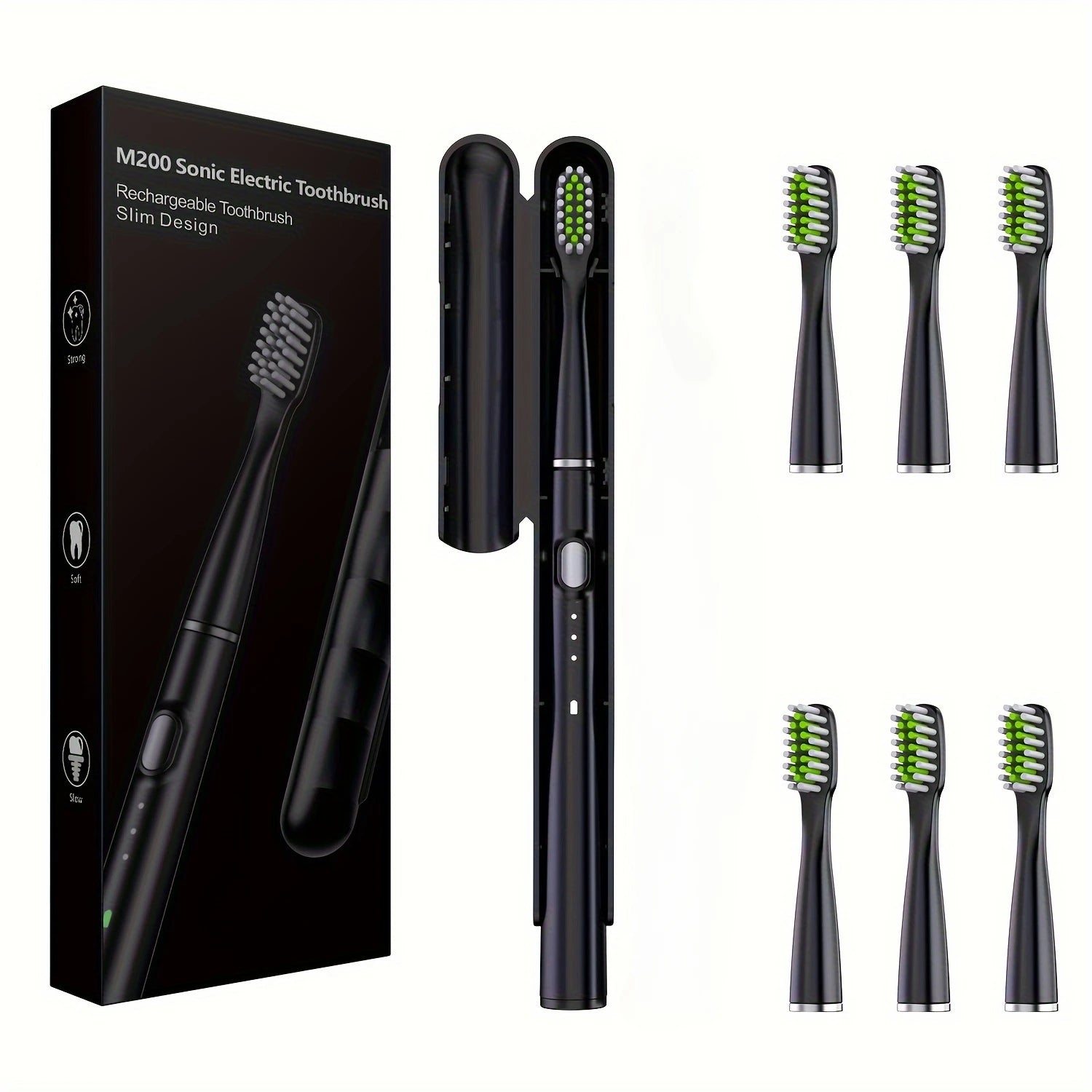 Keep your smile fresh on the go with this portable USB rechargeable electric toothbrush—comes with 6 replaceable brush heads for lasting clean and convenience!