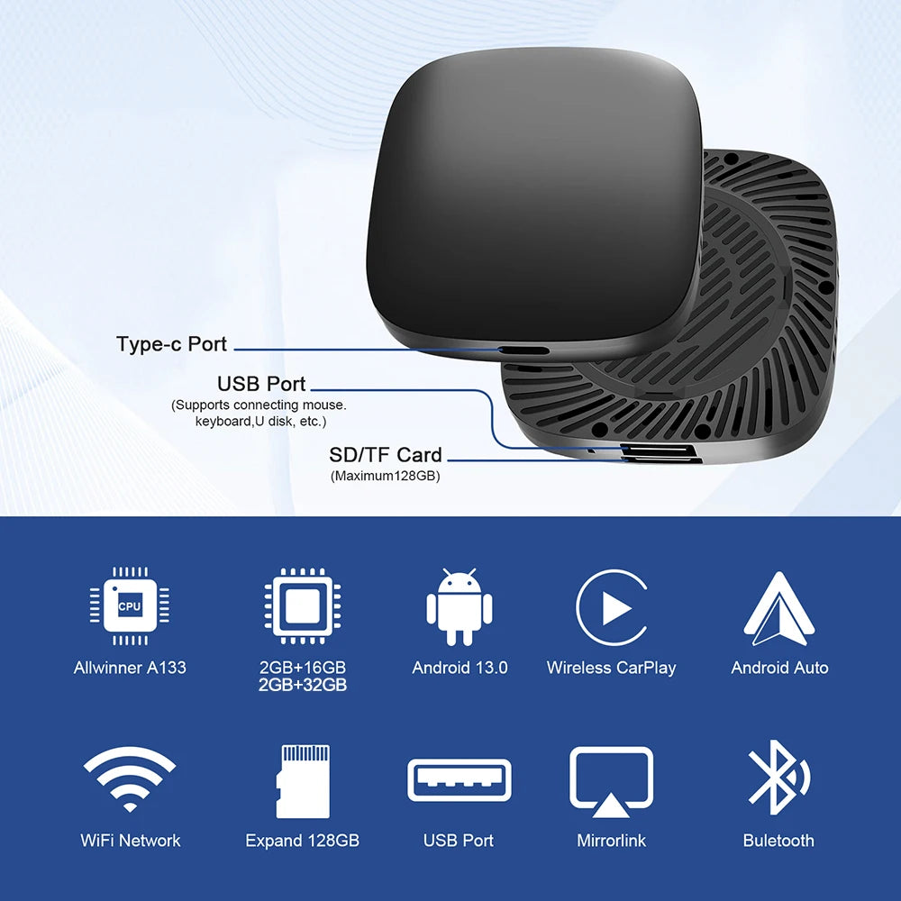 New Carplay Ai Box Wireless Android Auto Wireless Carplay Adapter TV Box For Netflix YouTube Car Intelligence Systems