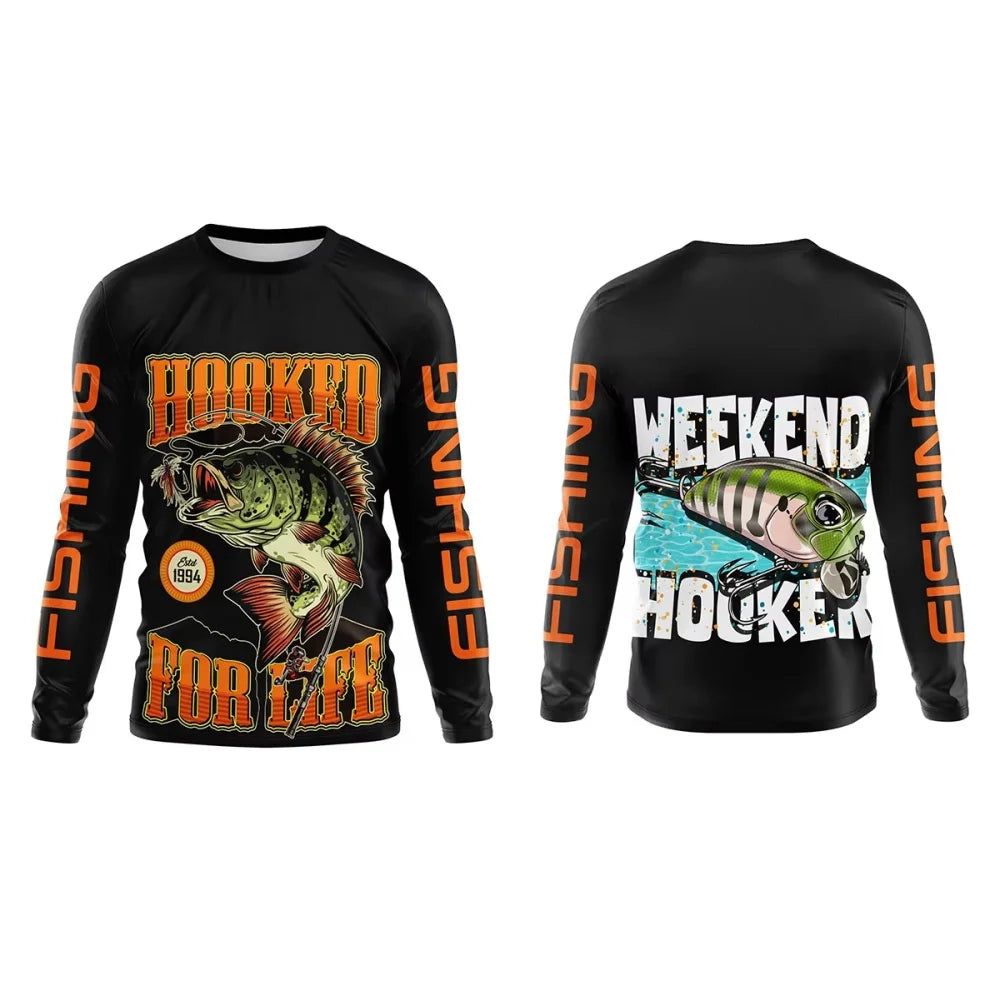 Mens Fishing Shirt Long Sleeve T-Shirt Camping Outdoor Men T-Shirt Summer Loose Fishing Graphic Sports T-Shirts for Men Clothing