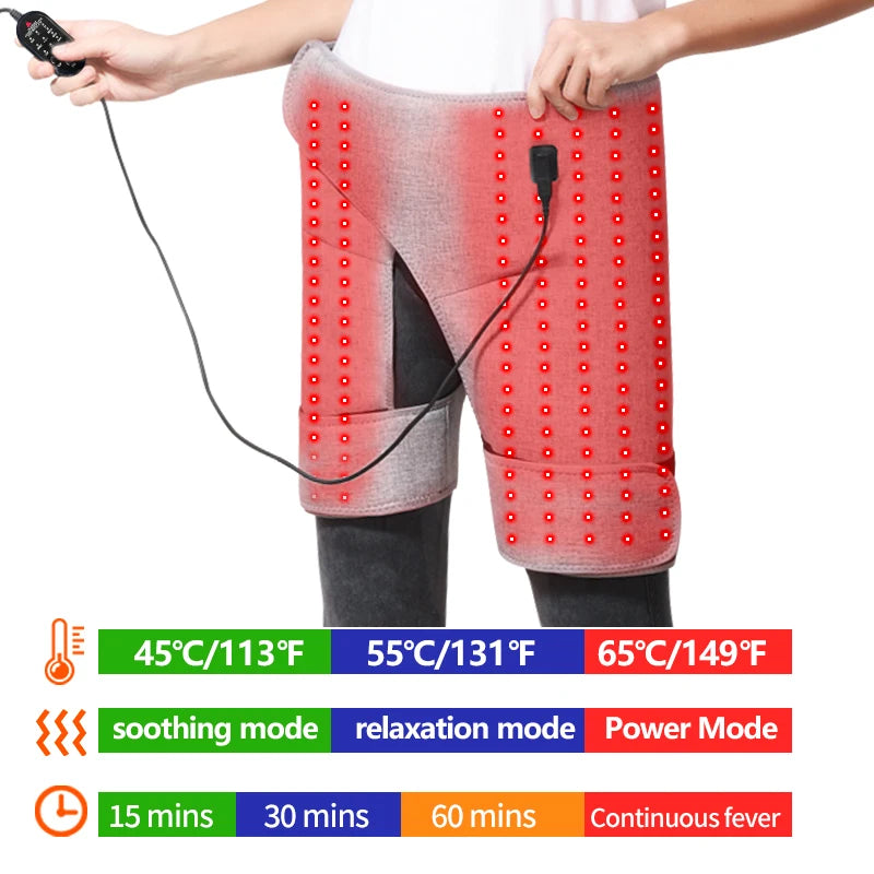 Red Light Hip Heating Support Electric Heated Massager Vibration Thigh Buttock Muscle Relaxation Relief Pain Helpful for Sleep