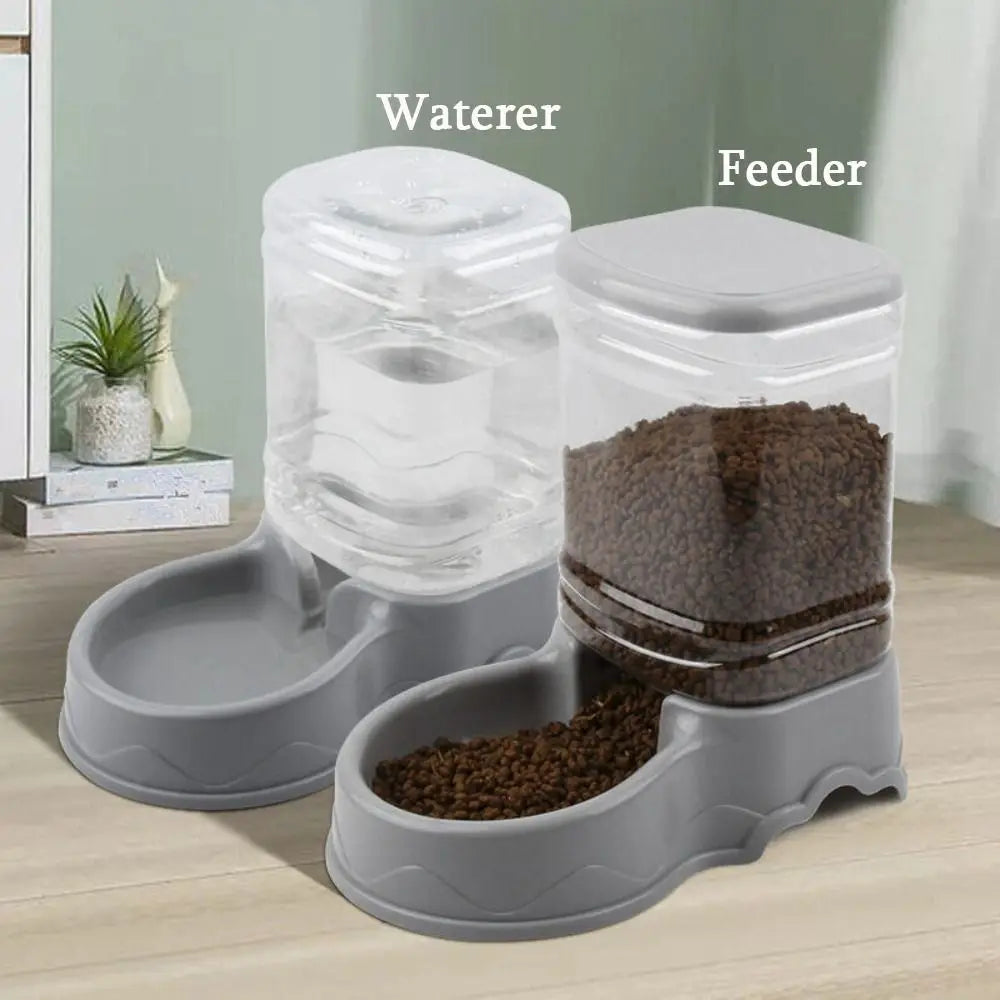 Keep your pets happy and hydrated with this automatic pet feeder and water fountain combo—fresh food and water anytime!