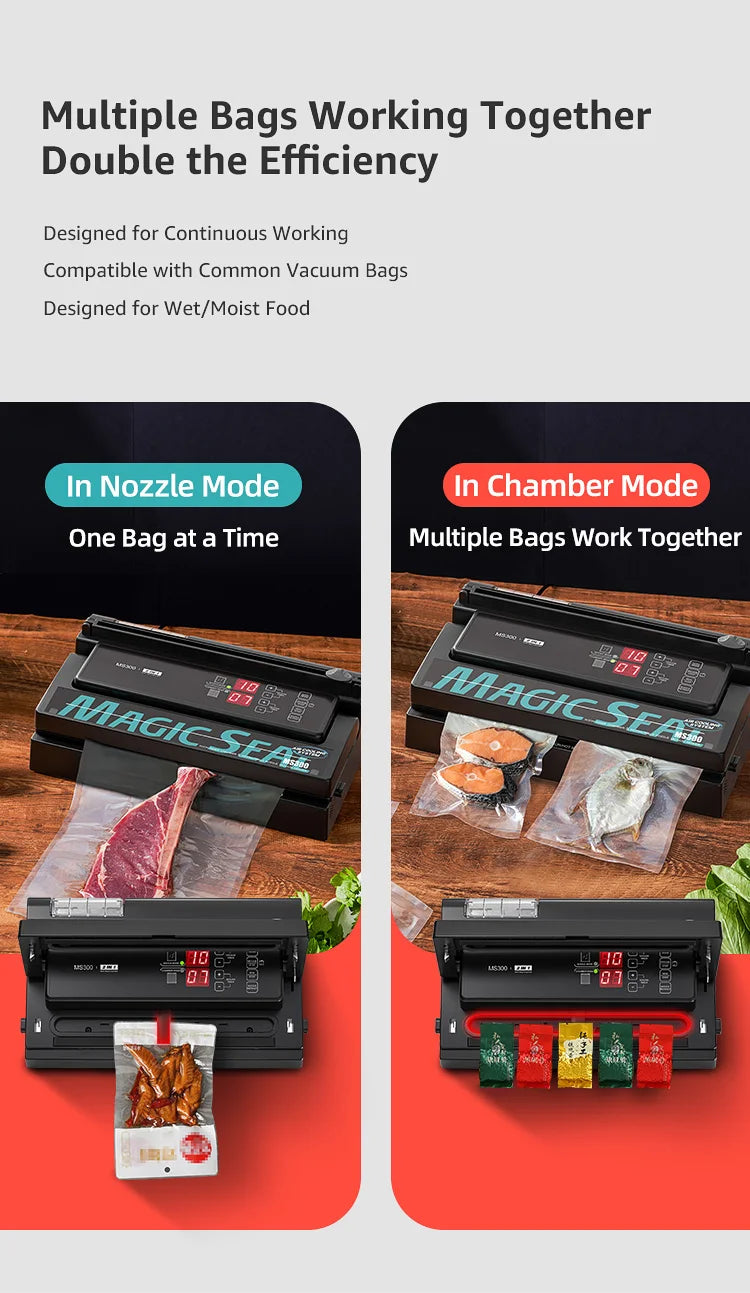 Vacuum Sealer Machine MAGIC SEAL MS300 for Food Plastic Packaging Sealer Mylar Bags Sealer Sealing machine Automatic Manual Mode