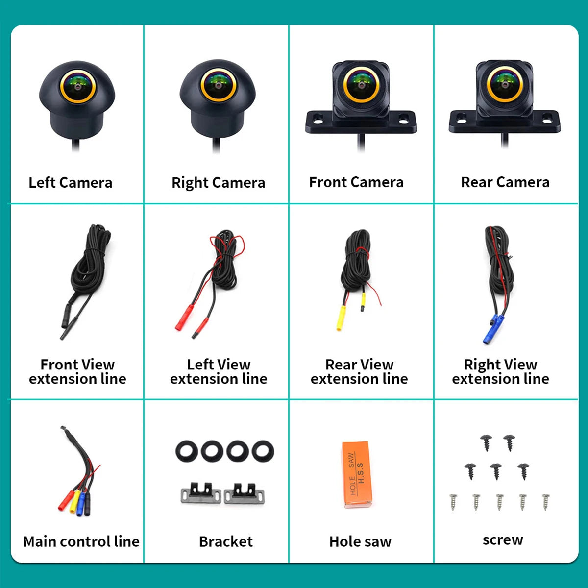 AHD 1080P 360° Panoramic Camera Rear / Front / Left / Right 3D 360 Bird View Panoramic Accessories For Car Android Radio