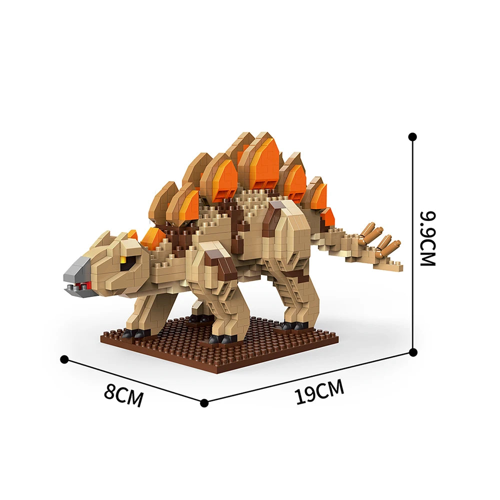 KNEW BUILT Stegosaurus T-rex Micro Mini Building Block Toys-Create Dinosaur Word,Festival Gift for Kids,Puzzle DIY Assembly Toy