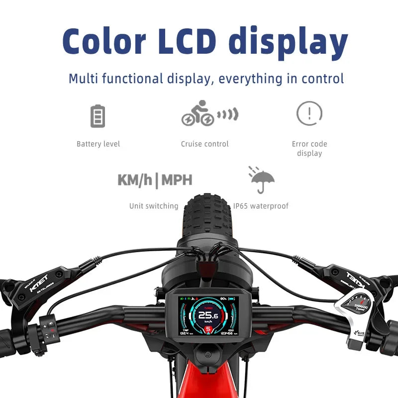 E-Bike 2000W Motor 52V40AH All-terrain Fully Suspended Off-road Motorcycle Electric Bike 20*4.0-inch Fat Tire  Electric Bicycle
