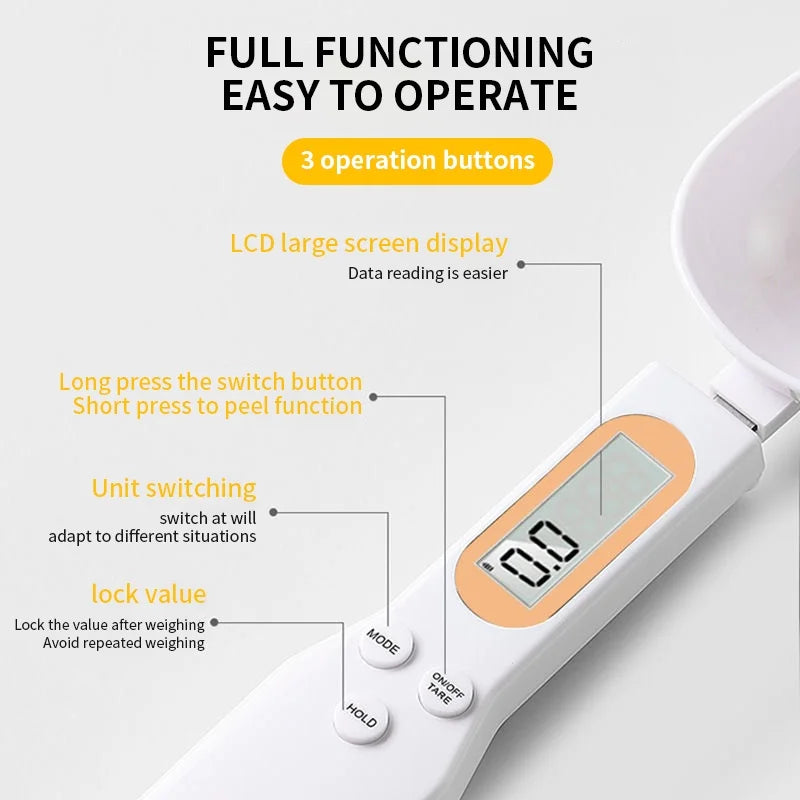 Measure ingredients with precision using this digital spoon scale—electronic LCD display, 0.1-500g capacity, perfect for flour, milk, coffee powder, and more!