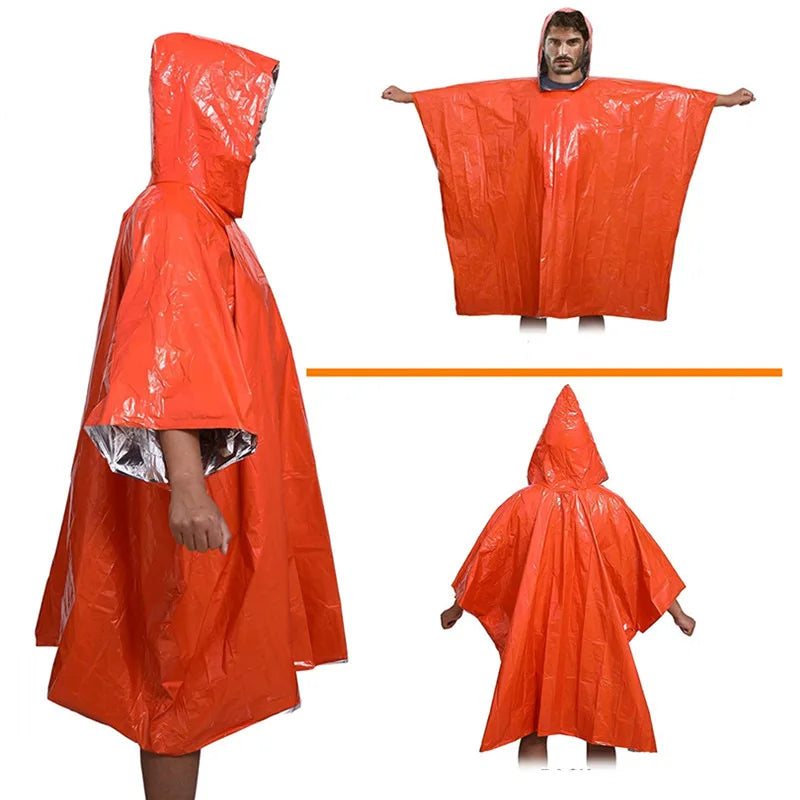 1PC Outdoor First Aid Survival Raincoat Camping Wilderness Emergency Insulation Warm Gear Body Protection Survival Blanket