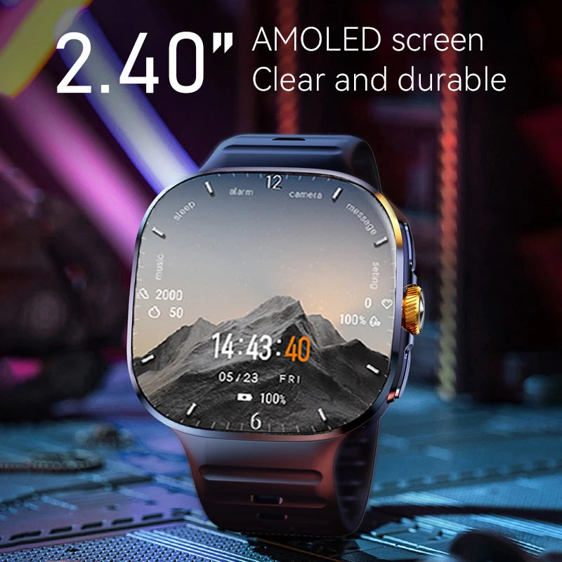 8GB+128GB RAM 4G/3G Smart Watch 2.40 inch AMOLED 2100mah Battery 900W Camera GPS WIFI Google APPS Download Smartwatch Android 10