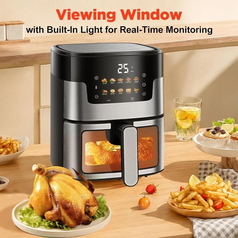 Large Capacity Air Fryer Visual Intelligent Fully Automatic Household Air Fryer Anti Scald Handle Suitable for Chicken And Fish