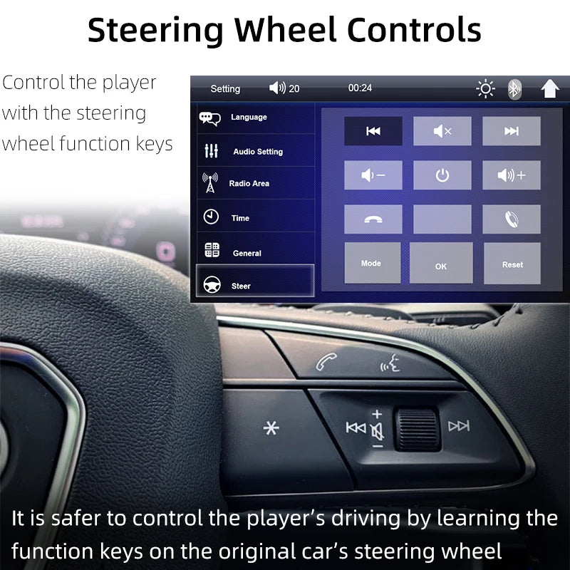 Hippcron 7 Inch Car Radio 1 Din MP5 Multimedia Player Touch Screen FM ISO Power Aux Input Bluetooth USB Mirror Link Universal