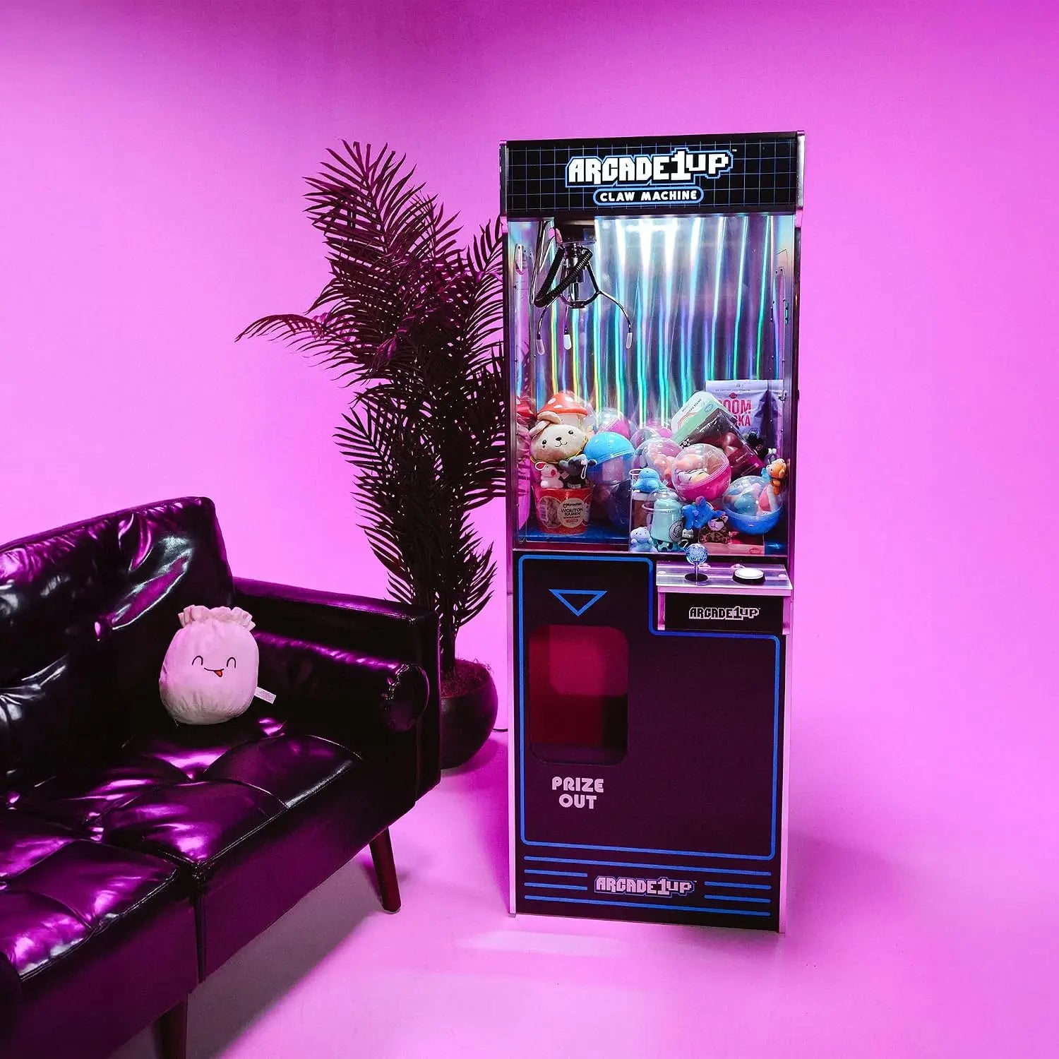 Claw Machine with 3 Difficulty Levels - Arcade Game Room Cabinet with Ceiling Light & Adjustable Sound Volume, Custom