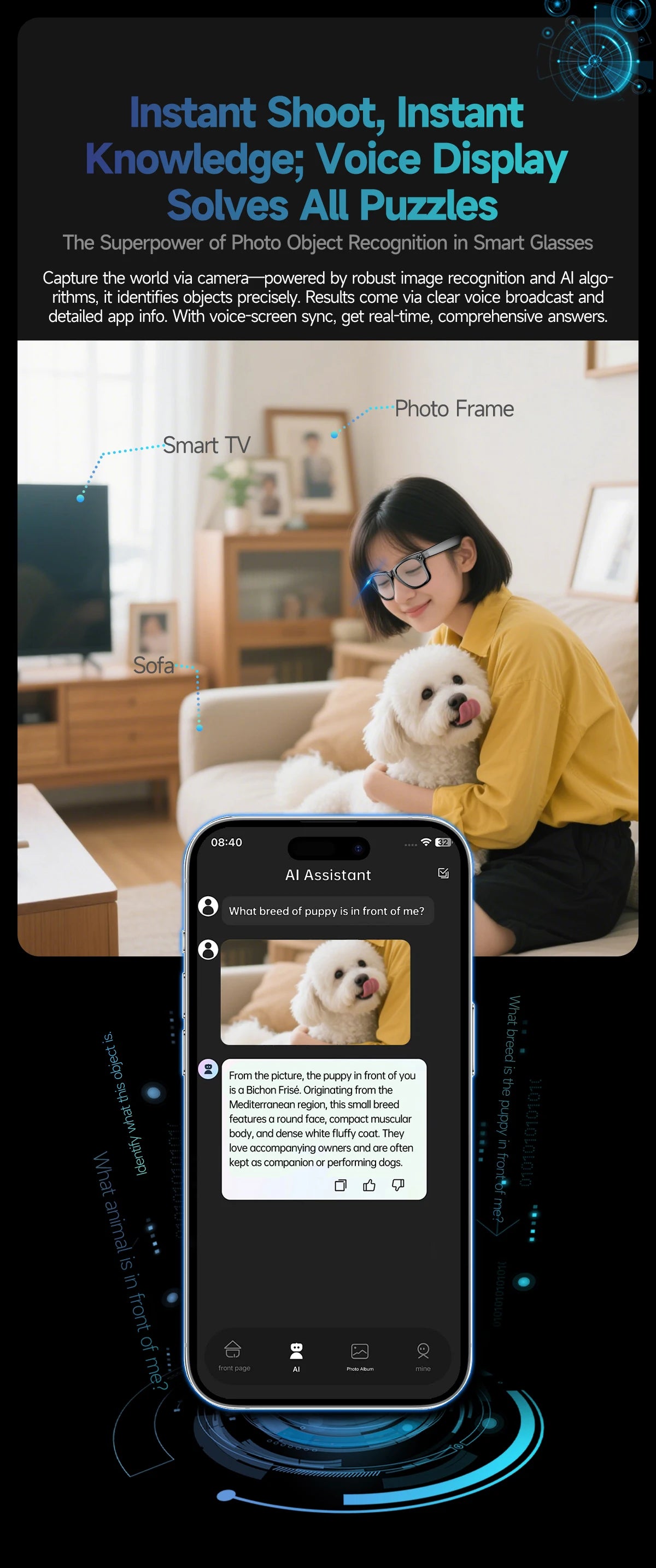 AI Smart Glasses with 8MP Camera Video Recording 100+ Languages Translation Sunglasses Bluetooth Call Music Play Men Women 2025