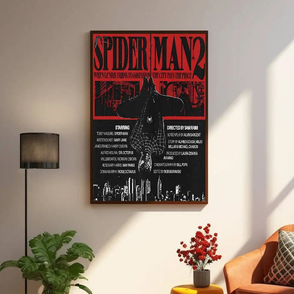 S-Spider Cartoon Man Movie Sticky Posters Whitepaper Sticker DIY Room Bar Cafe Posters Wall Stickers