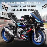 1909pcs RR Motorcycle V4S Racing Car Building Blocks Set, 1:5 Scale Motorbike Model Kit, STEM Toy for Kids Adults,Christmas Gift