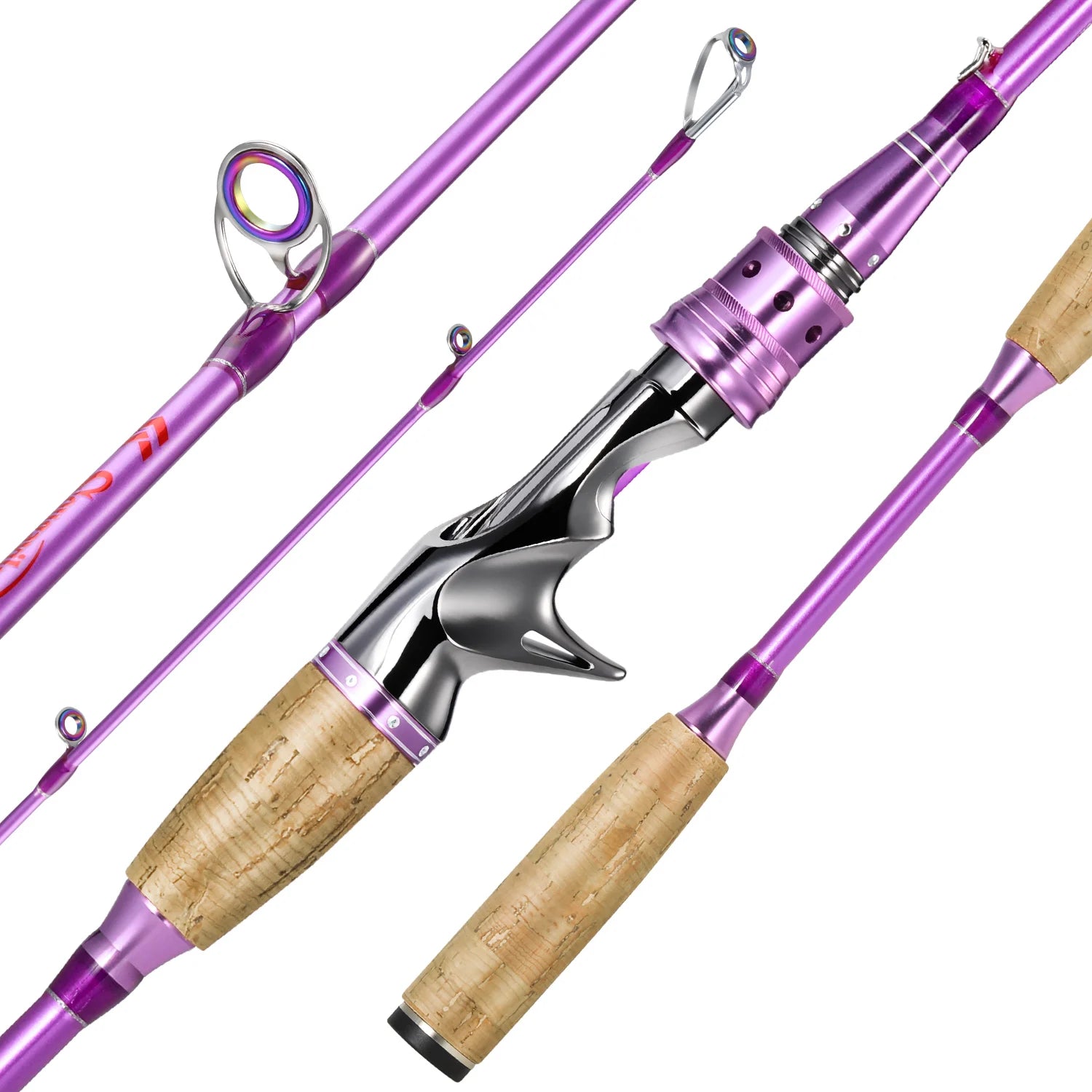 Sougayilang 2Sections Fishing Rod Spinning and Casting Wooden handle Fishing Rod Max 5-12lb Carbon Fiber Perch Fishing Rod