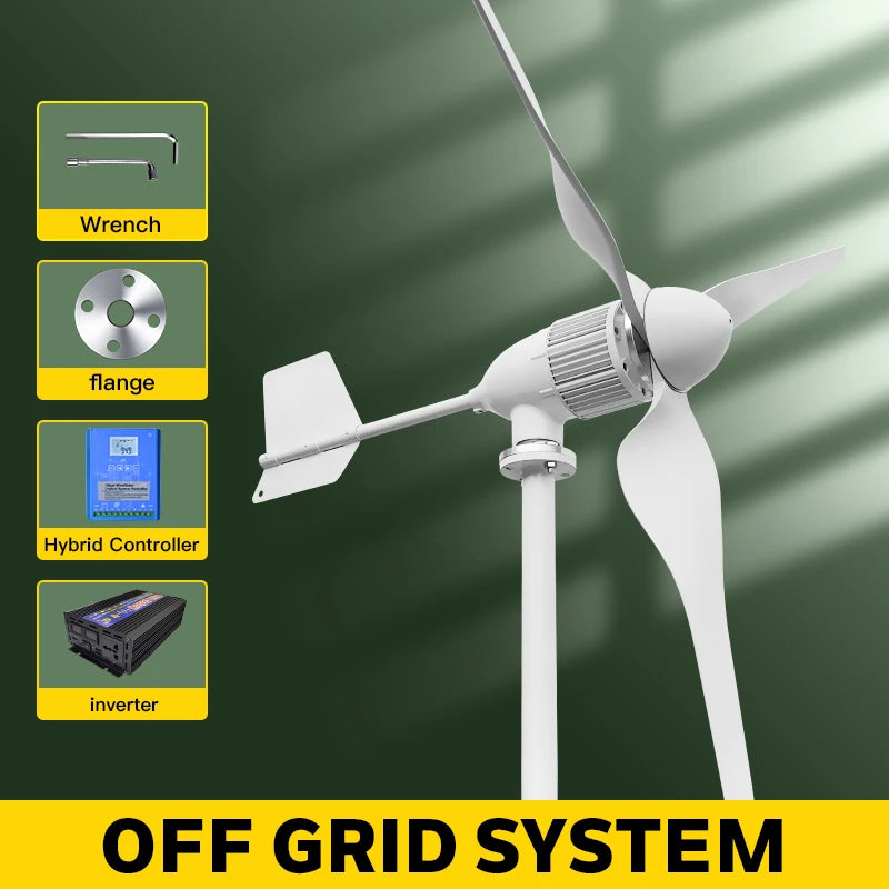 2KW 5KW Horizontal Axis Wind Turbine 12V 24V 48V 96V Wind Generator CE Certified Free Energy Low Speed Off Grid for Home Use